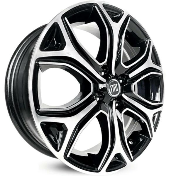 JOGO DE RODA KR S29 FIAT STRADA ARO 15 - PRETA DIAMANTADA - 4X98