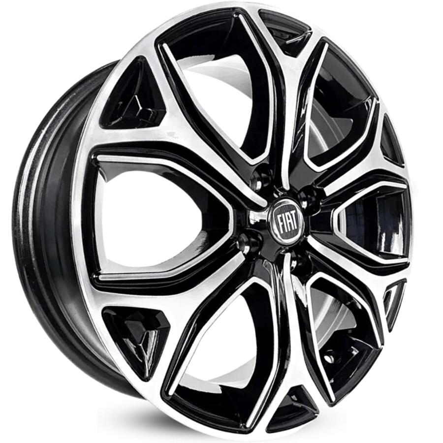 JOGO DE RODA KR S29 FIAT STRADA ARO 15 - PRETA DIAMANTADA - 4X98