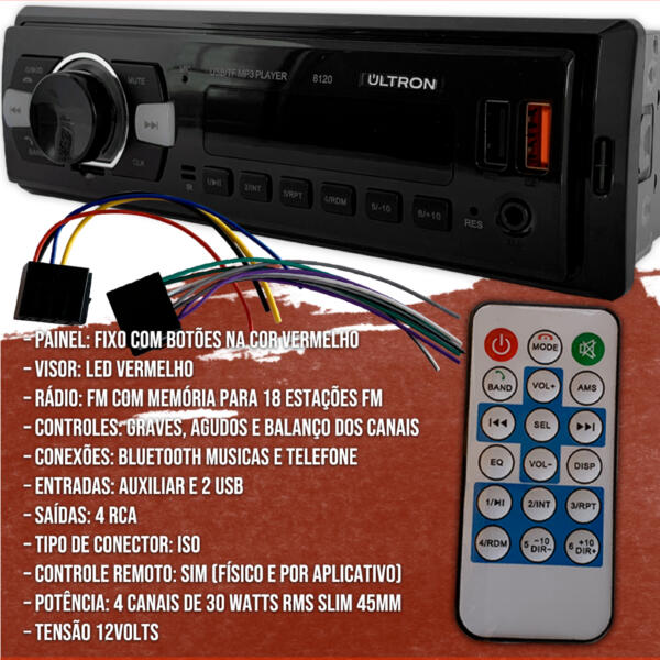 RADIO ULTRON MP3 PLAYER RED 8120 - Imagem 7